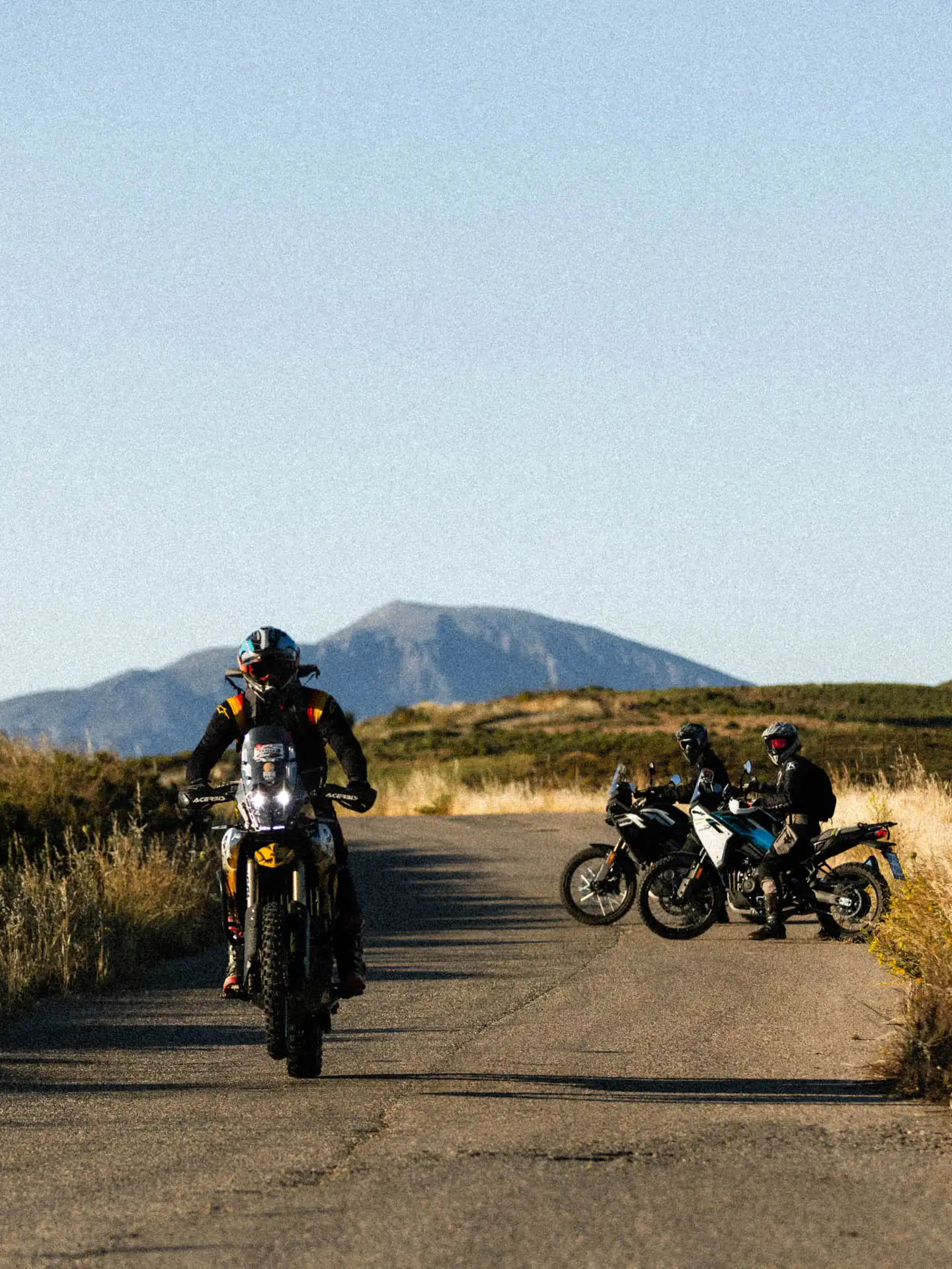 Off-road motorcycle rider on a Cretan mountain trail