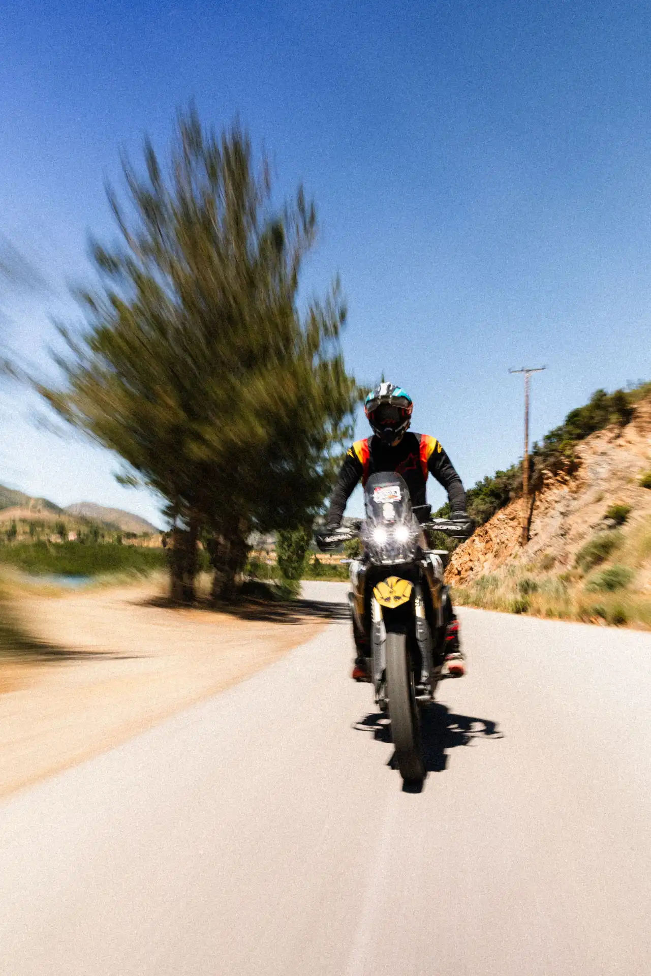 Motorcycle on a Cretan gorge track